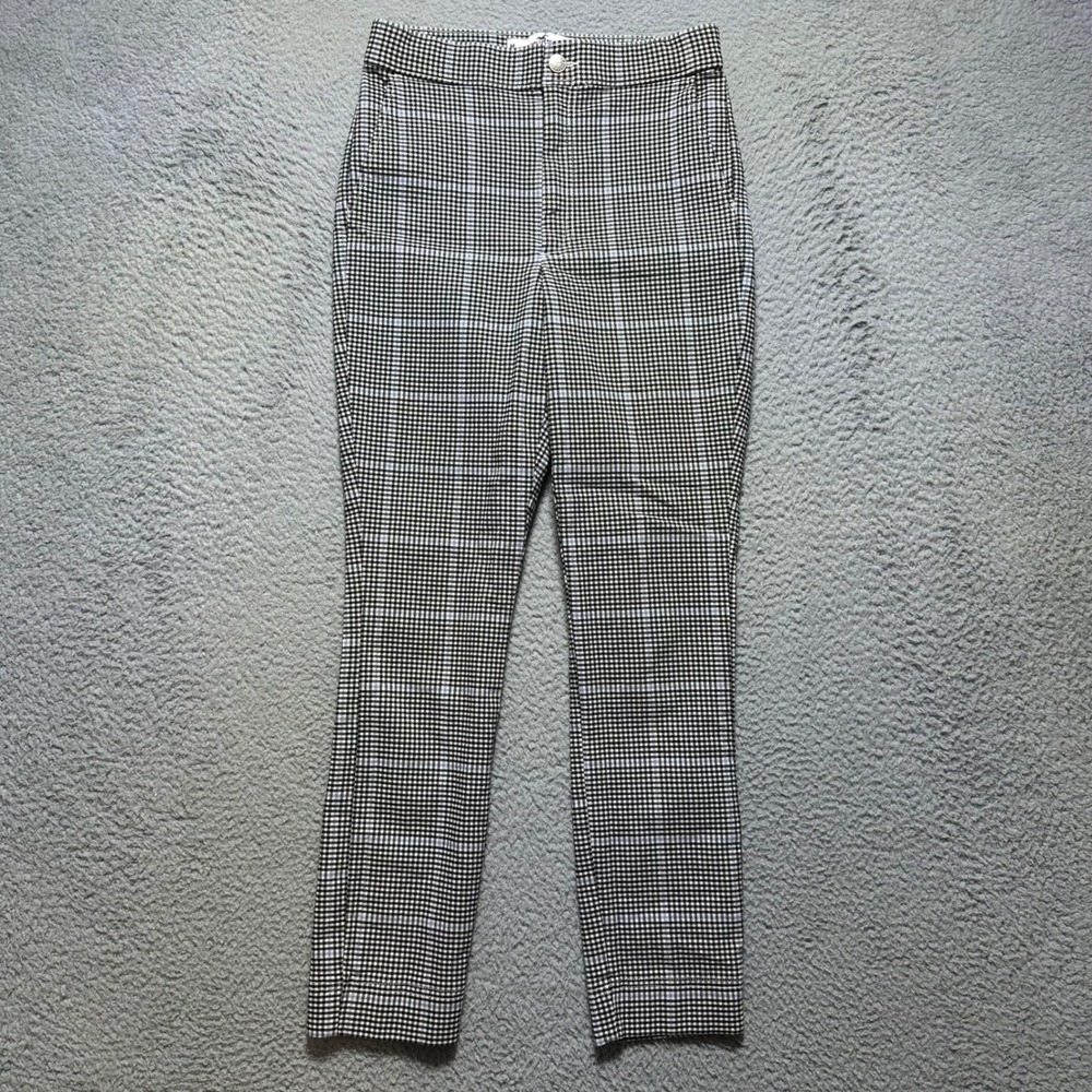 Hollister Ultra High-Rise Gingham Plaid‎ Slim Pants Black White Blue Womens M